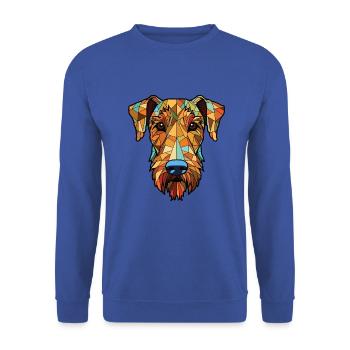 Irish Terrier Hunderasse Aquarell Illustration - Unisex Pullover - Royalblau - Vorne - Alina (178cm) & Michal (187cm)