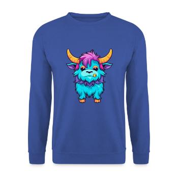 Yak buntes Aquarell Cartoon Kawaii Tier - Unisex Pullover - Royalblau - Vorne - Alina (178cm) & Michal (187cm)