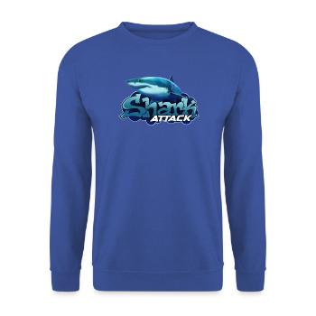 Shark Attack – Der ultimative Raubfisch - Unisex Pullover - Royalblau - Vorne - Alina (178cm) & Michal (187cm)
