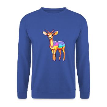 Impala Buntes Aquarell Cartoon Kawaii Tier - Unisex Pullover - Royalblau - Vorne - Alina (178cm) & Michal (187cm)