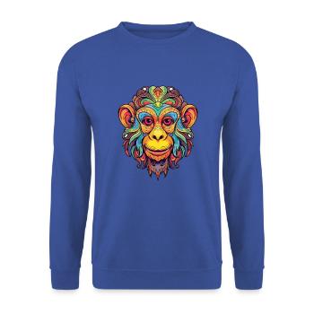 Affe buntes Aquarell Cartoon Kawaii Tier - Unisex Pullover - Royalblau - Vorne - Alina (178cm) & Michal (187cm)