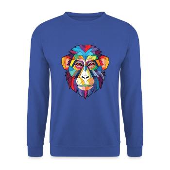 Affe buntes Aquarell Tier Haustier Illustration - Unisex Pullover - Royalblau - Vorne - Alina (178cm) & Michal (187cm)
