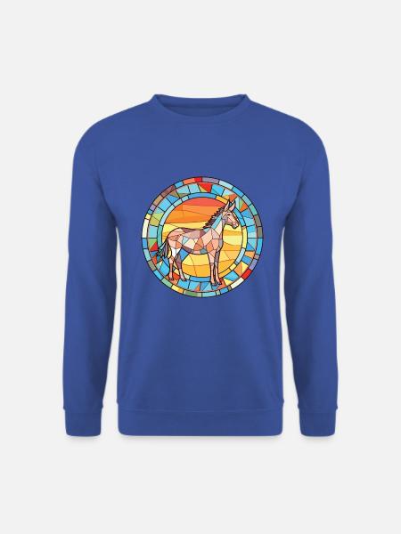 Esel bunte Aquarell-Tier-Haustier-Illustration - Unisex Pullover - Royalblau
