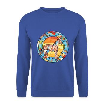 Esel bunte Aquarell-Tier-Haustier-Illustration - Unisex Pullover - Royalblau - Vorne - Alina (178cm) & Michal (187cm)