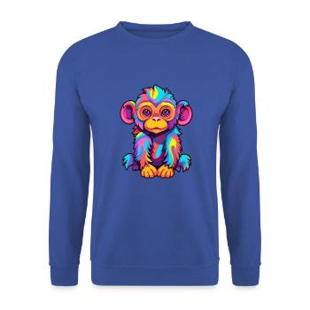 Affe Buntes Aquarell Cartoon Kawaii Tier - Unisex Pullover - Royalblau - Vorne - Alina (178cm) & Michal (187cm)