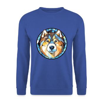 Alaska Malamute Hunderasse Aquarell Illustration - Unisex Pullover - Royalblau - Vorne - Alina (178cm) & Michal (187cm)