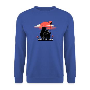 Bär in Liebe - Romantischer Sonnenuntergang - Unisex Pullover - Royalblau - Vorne - Alina (178cm) & Michal (187cm)