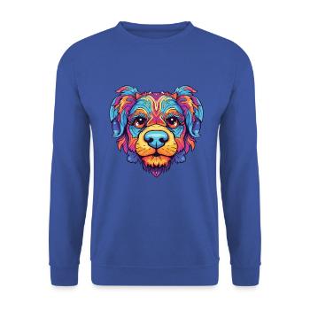 Bunter Hund Buntes Aquarell Tier Cartoon - Unisex Pullover - Royalblau - Vorne - Alina (178cm) & Michal (187cm)