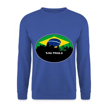 Sao Paulo Brasilien Flagge Skyline Silhouette Reisen - Unisex Pullover - Royalblau - Vorne - Alina (178cm) & Michal (187cm)