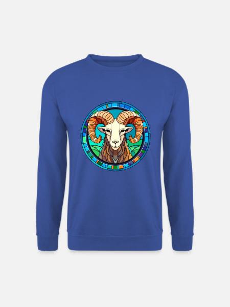 Widder-Buntglas-Cartoon-Kawaii-Tier - Unisex Pullover - Royalblau