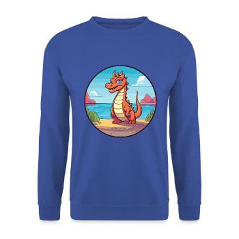 Drache Aquarell Karikatur Kawaii Clipart Tier - Unisex Pullover - Royalblau - Vorne - Alina (178cm) & Michal (187cm)