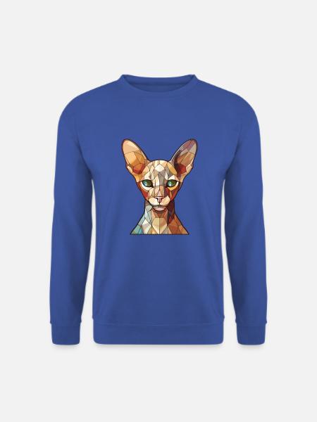 Peterbald-Katze bunte Aquarell-Haustier-Illustration - Unisex Pullover - Royalblau