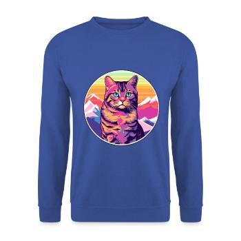 Havanna Braune Katze Bunte Karikatur Aquarell Illus - Unisex Pullover - Royalblau - Vorne - Alina (178cm) & Michal (187cm)