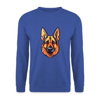 Deutsche Schäferhunderasse Aquarell Cartoon Kawai - Unisex Pullover - Royalblau - Vorne - Alina (178cm) & Michal (187cm)