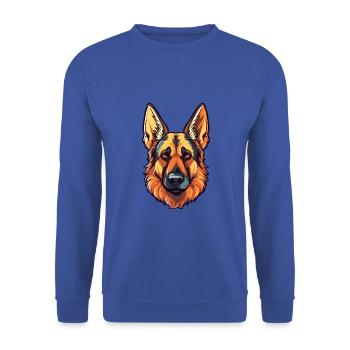 Deutsche Schäferhunderasse Aquarell Cartoon Kawai - Unisex Pullover - Royalblau - Vorne - Alina (178cm) & Michal (187cm)