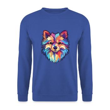 Pommern Deutscher Spitz Hunderasse Aquarellglas - Unisex Pullover - Royalblau - Vorne - Alina (178cm) & Michal (187cm)