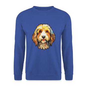 Lowchen Hunderasse bunte Aquarell-Illustration - Unisex Pullover - Royalblau - Vorne - Alina (178cm) & Michal (187cm)