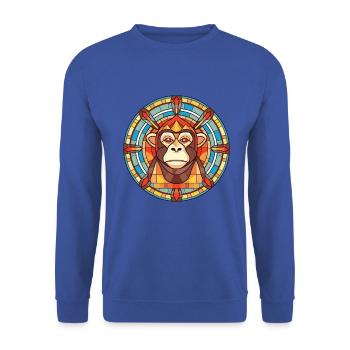 Affe buntes Aquarell Tier Haustier Illustration - Unisex Pullover - Royalblau - Vorne - Alina (178cm) & Michal (187cm)