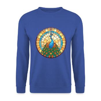Pfau Buntes Aquarell Tier Illustration - Unisex Pullover - Royalblau - Vorne - Alina (178cm) & Michal (187cm)