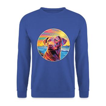 Chesapeake Bay Retriever Hund Rasse Bunt Cartoo - Unisex Pullover - Royalblau - Vorne - Alina (178cm) & Michal (187cm)