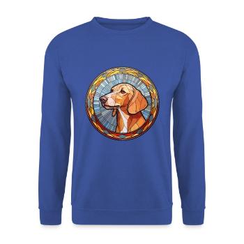 Transsilvanischer Jagdhund Hunderasse Buntglasfarbe - Unisex Pullover - Royalblau - Vorne - Alina (178cm) & Michal (187cm)