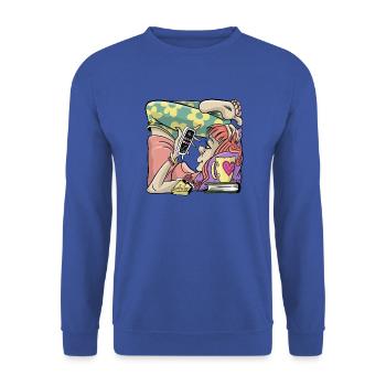 Student Mädchen Box Gehäuse. T-Shirts, Hoodies, Geschenke - Unisex Pullover - Royalblau - Vorne - Alina (178cm) & Michal (187cm)