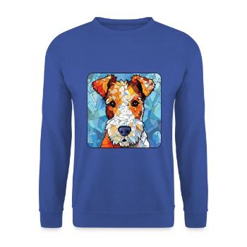 Draht Foxterrier Hunderasse Aquarell Illustration - Unisex Pullover - Royalblau - Vorne - Alina (178cm) & Michal (187cm)