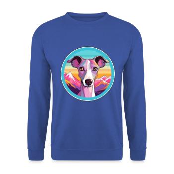 Whippet Hund Rasse Cartoon Kawaii Aquarell - Unisex Pullover - Royalblau - Vorne - Alina (178cm) & Michal (187cm)
