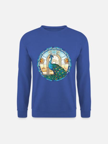Pfauenbunte Aquarell-Tierillustration - Unisex Pullover - Royalblau