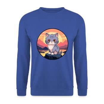 Kätzchen buntes Aquarell Cartoon Kawaii Tier - Unisex Pullover - Royalblau - Vorne - Alina (178cm) & Michal (187cm)