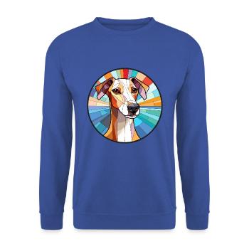Whippet Hund Buntes Glas Bunte Karikatur Kawaii - Unisex Pullover - Royalblau - Vorne - Alina (178cm) & Michal (187cm)