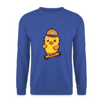 Lustiges Huhn Kawaii Cartoon spielt Skateboard - Unisex Pullover - Royalblau - Vorne - Alina (178cm) & Michal (187cm)