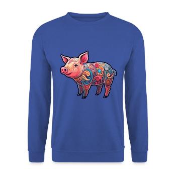 Schwein niedliche Karikatur Kawaii Aquarell Tier Haustier - Unisex Pullover - Royalblau - Vorne - Alina (178cm) & Michal (187cm)