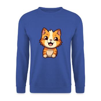 Pixie Bob Katze Cartoon Aquarell Illustration - Unisex Pullover - Royalblau - Vorne - Alina (178cm) & Michal (187cm)