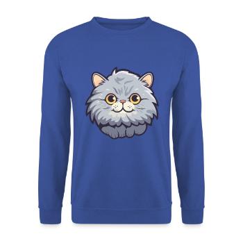 Selkirk Rex Katze Cartoon Aquarell Illustration - Unisex Pullover - Royalblau - Vorne - Alina (178cm) & Michal (187cm)