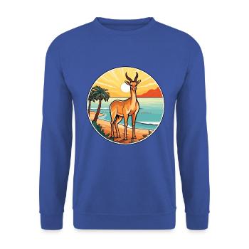 Impala Aquarell Cartoon Kawaii Clipart Tier - Unisex Pullover - Royalblau - Vorne - Alina (178cm) & Michal (187cm)