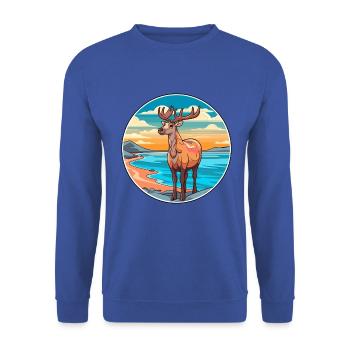 Karibu Aquarell Karikatur Kawaii Clipart Tier - Unisex Pullover - Royalblau - Vorne - Alina (178cm) & Michal (187cm)