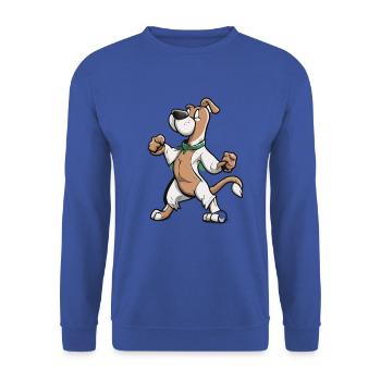 Süßer Hund kennt Karate Cartoon Illustration - Unisex Pullover - Royalblau - Vorne - Alina (178cm) & Michal (187cm)