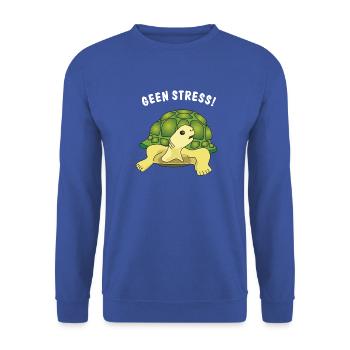 geen stress - Unisex Pullover - Royalblau - Vorne - Alina (178cm) & Michal (187cm)