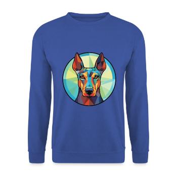Dobermann Hunderasse Aquarell Glas Illustration - Unisex Pullover - Royalblau - Vorne - Alina (178cm) & Michal (187cm)