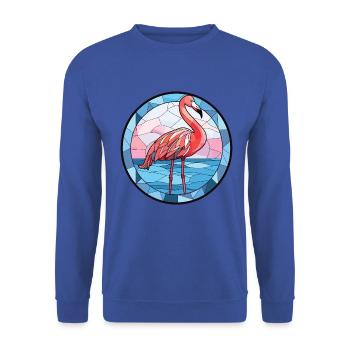 Flamingo Bunte Aquarell-Tierillustration - Unisex Pullover - Royalblau - Vorne - Alina (178cm) & Michal (187cm)