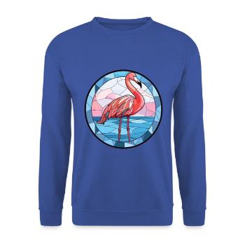Flamingo Bunte Aquarell-Tierillustration - Unisex Pullover - Royalblau - Vorne - Alina (178cm) & Michal (187cm)