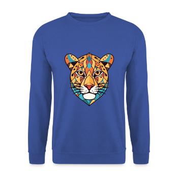 Gepard bunte Aquarell-Tier-Illustration - Unisex Pullover - Royalblau - Vorne - Alina (178cm) & Michal (187cm)