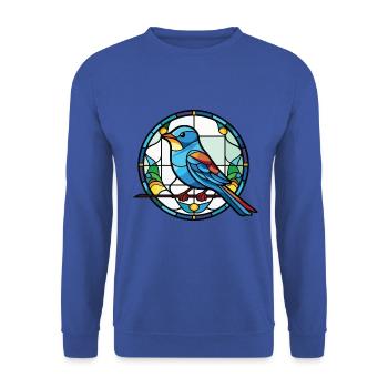 Blauer Vogel Buntes Aquarell Tier Illustration - Unisex Pullover - Royalblau - Vorne - Alina (178cm) & Michal (187cm)