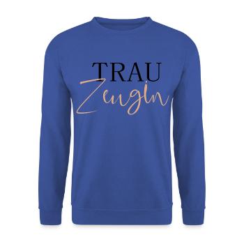 Trauzeugin - Unisex Pullover - Royalblau - Vorne - Alina (178cm) & Michal (187cm)