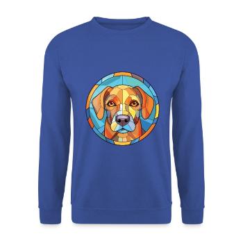 Akbash Hunderasse bunte Aquarell-Illustration - Unisex Pullover - Royalblau - Vorne - Alina (178cm) & Michal (187cm)