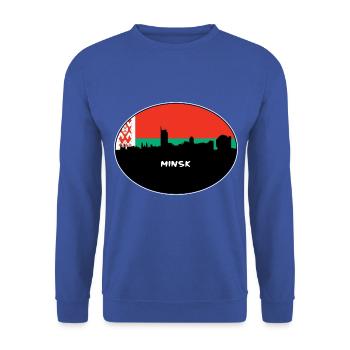 Minsk Weißrussland Flagge Skyline Silhouette Reisen - Unisex Pullover - Royalblau - Vorne - Alina (178cm) & Michal (187cm)
