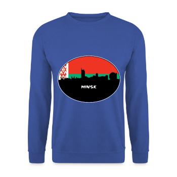 Minsk Weißrussland Flagge Skyline Silhouette Reisen - Unisex Pullover - Royalblau - Vorne - Alina (178cm) & Michal (187cm)