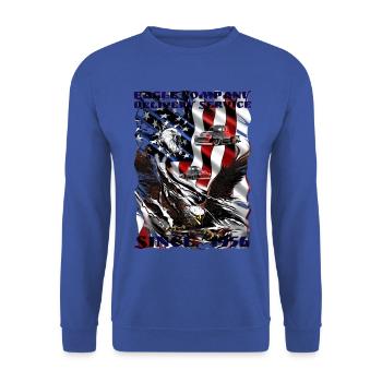 USA Adler Flagge Trucks - Unisex Pullover - Royalblau - Vorne - Alina (178cm) & Michal (187cm)