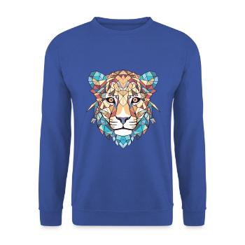 Gepard bunte Aquarell-Tier-Illustration - Unisex Pullover - Royalblau - Vorne - Alina (178cm) & Michal (187cm)